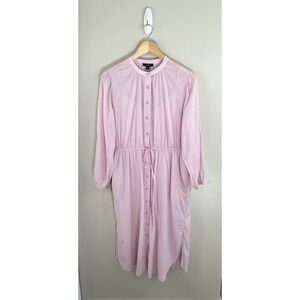 J‎ Crew NWT Women's Sz 8 Cotton Pink Midi Shirt Dress Button Front Tie Waist